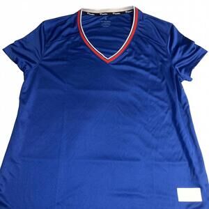 New Fanatics Womans 2xl NBA Blank Jersey Fastbreak Blue VNeck Short Sleeve Shirt